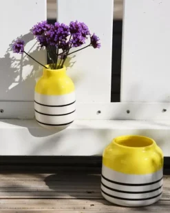 Motel a Miio Vasen>Bebe Vase Gelb Schwarz Gestreift