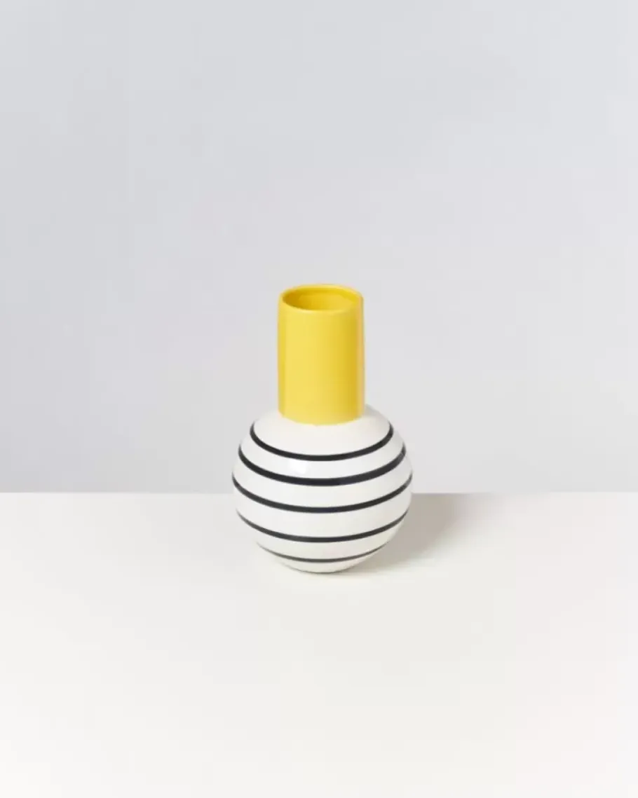 Motel a Miio Bola M>Bola Vase M Gelb Schwarz Gestreift
