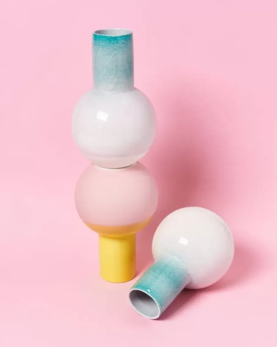 Motel a Miio Bola M>Bola Vase M Grun Rosa Gesprenkelt