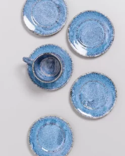 Motel a Miio Untertassen>Cordoama Untertasse Blau Gesprenkelt