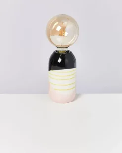 Motel a Miio Lampen>Farol Lampe Schwarz Rosa Gelb Gestreift