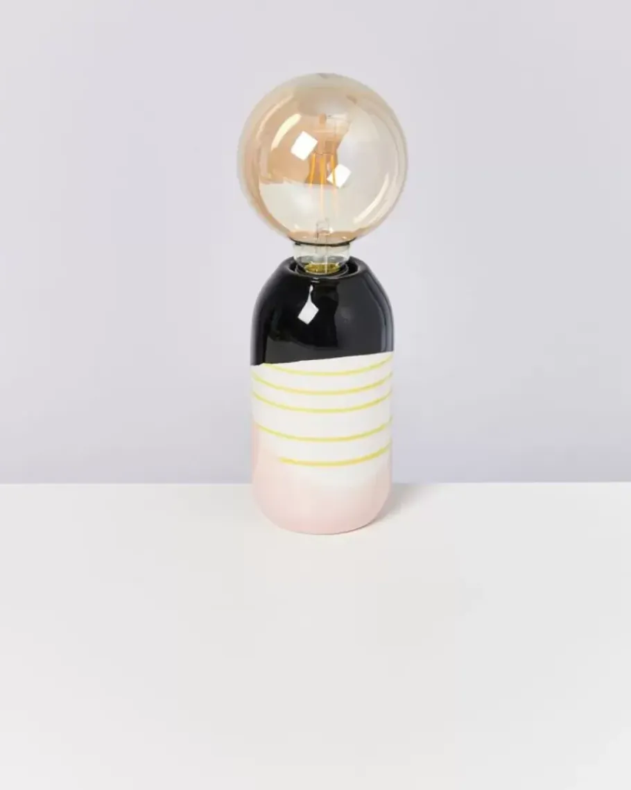 Motel a Miio Lampen>Farol Lampe Schwarz Rosa Gelb Gestreift