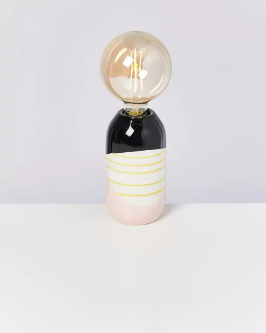 Motel a Miio Lampen>Farol Lampe Schwarz Rosa Gelb Gestreift