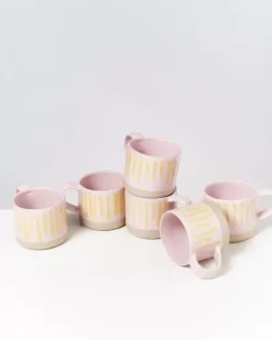 Motel a Miio 6 Teilige Sets>Nodoa 6Er Set Tasse Rosa Gelb Gestreift