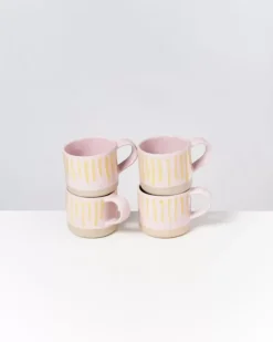 Motel a Miio Große Tassen>Nodoa Tasse Rosa Gelb Gestreift