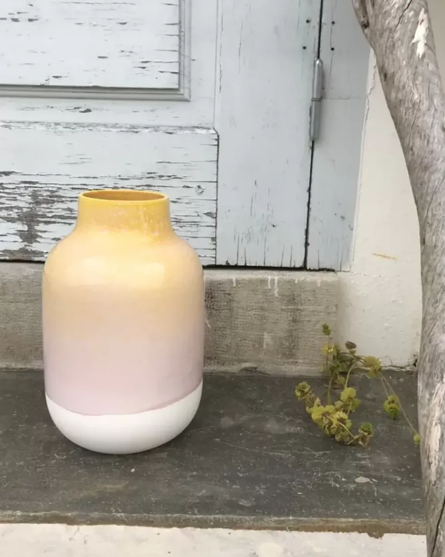 Motel a Miio Vasen>Nuno Vase L Gelb Rosa Gesprenkelt