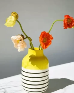 Motel a Miio Nuno L>Nuno Vase L Gelb Schwarz Gestreift