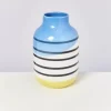 Motel a Miio Vasen>Nuno Vase L Schwarz-Weis Gestreift Mit Blau