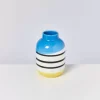 Motel a Miio Vasen>Nuno Vase M Schwarz-Weis Gestreift Mit Blau