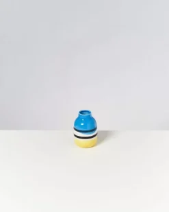 Motel a Miio Nuno S>Nuno Vase S Schwarz-Weis Gestreift Mit Blau