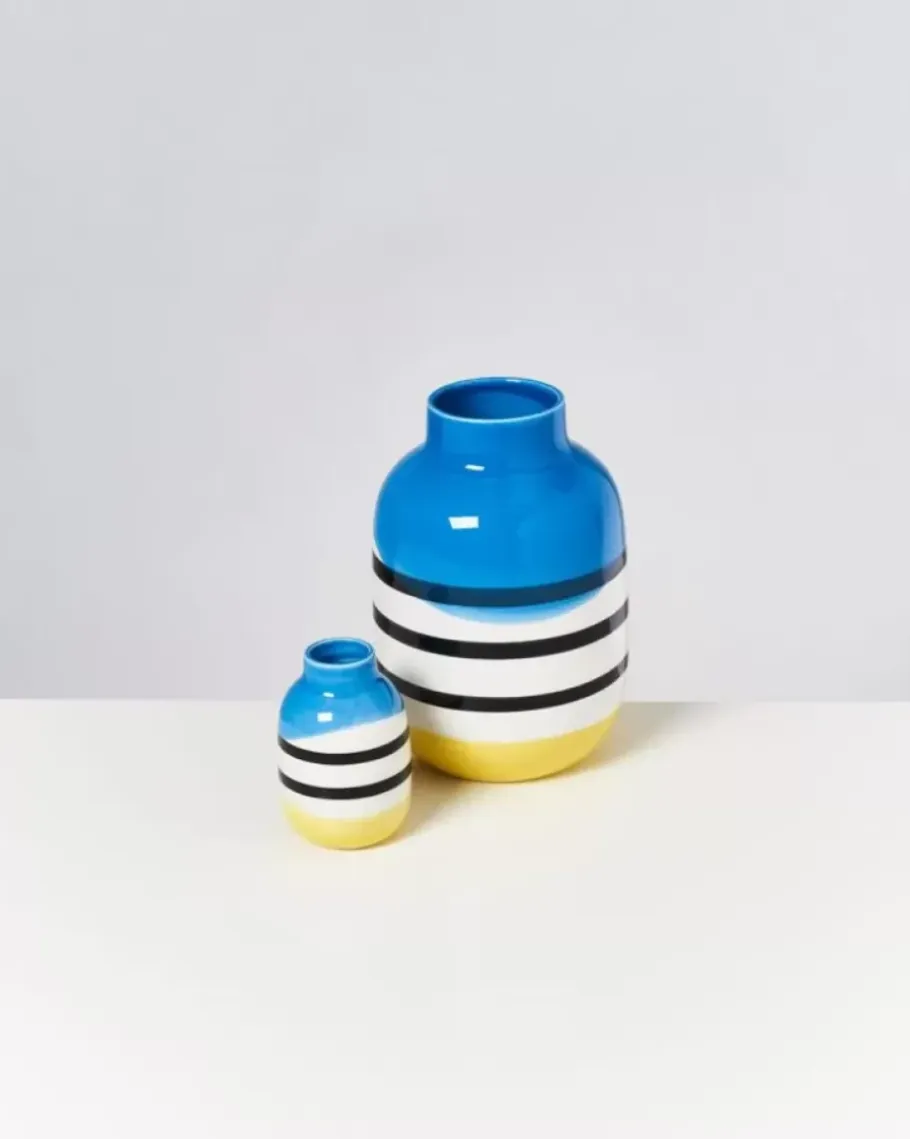 Motel a Miio Nuno S>Nuno Vase S Schwarz-Weis Gestreift Mit Blau