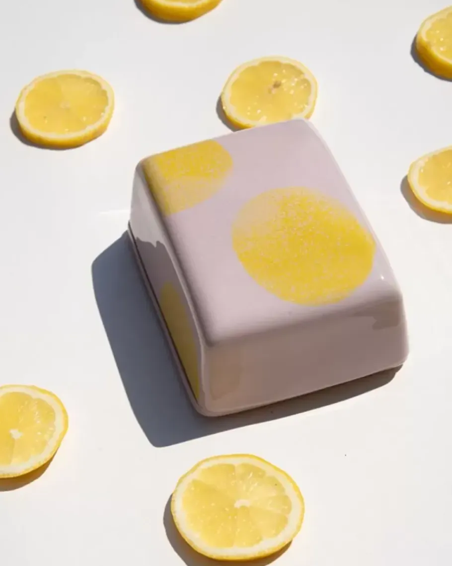Motel a Miio Butterdosen>Seia Butterdose Rosa Gelb Gepunktet